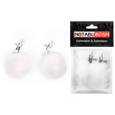 ЗАЖИМЫ ДЛЯ СОСКОВ С ПУШКОМ цвет белый (NTB-80604)