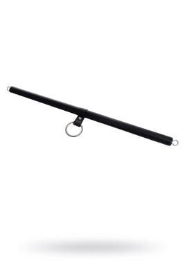 Распорка большая для фиксации Pecado BDSM, с кольцом, натуральная кожа и дерево, черная (УТ-00002688