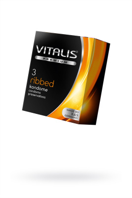 Презервативы Vitalis, premium, ribbed, ребристые, 18 см, 5,3 см, 3 шт. (0T-00010004)