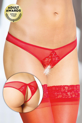 Трусики открытые с украшениями SoftLine Collection, красный, S/M (0T-00007774)